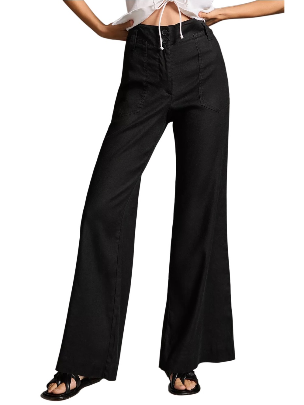 Anthropologie The Naomi Linen Blend Wide-Leg Flare Pants Size 10